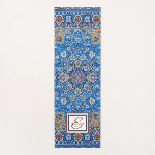 Antique Oriental Blue Turkish Persian Carpet Rug Yoga Mat