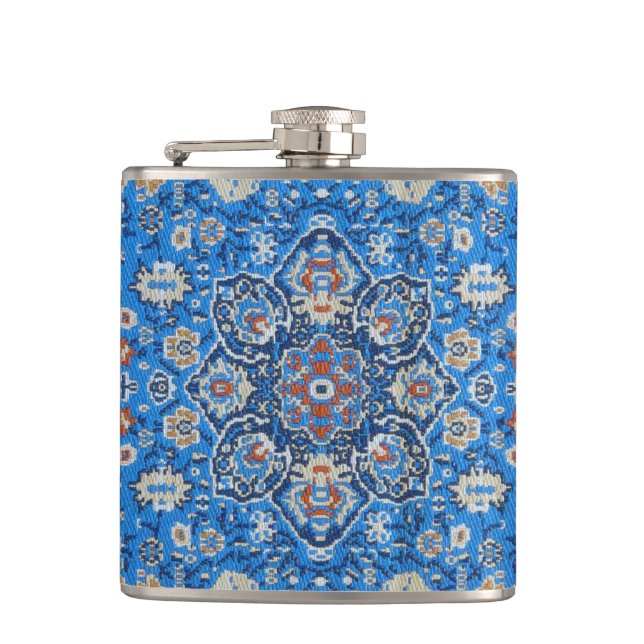 Antique Oriental BlueTurkish Persian Carpet Rug Flask (Front)