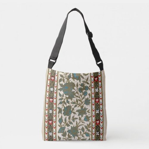 Antique Oriental Carpet Botanical Pattern Crossbody Bag