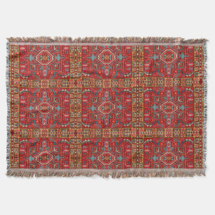 Antique Oriental Carpet Photo Print Repeat Pattern Throw Blanket