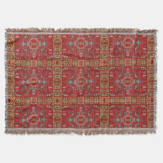 Antique Oriental Carpet Photo Print Repeat Pattern Throw Blanket