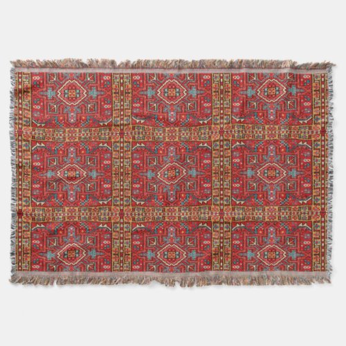 Antique Oriental Carpet Photo Print Repeat Pattern Throw Blanket