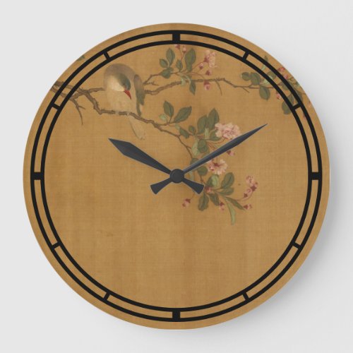 Antique Oriental Chinese Bird And Flowers Print Large Clock