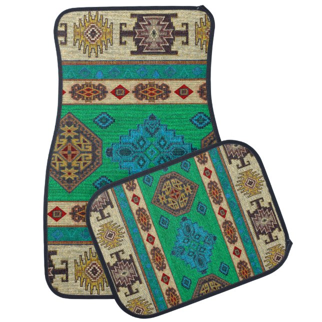 Antique Oriental Irish Green Sapphire Blue Rug (Set)