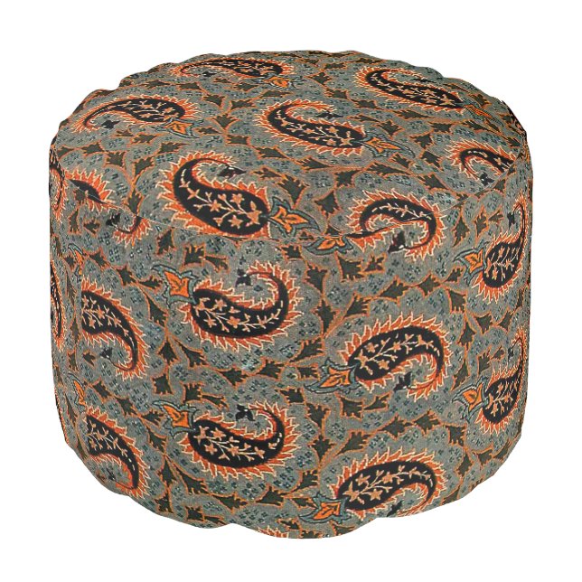 Antique Oriental  Persian Turkish Paisley Pattern Pouf (Angled Front)