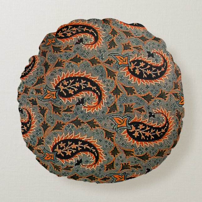 Antique,Oriental Persian, Turkish Paisley Pattern Round Pillow (Front)