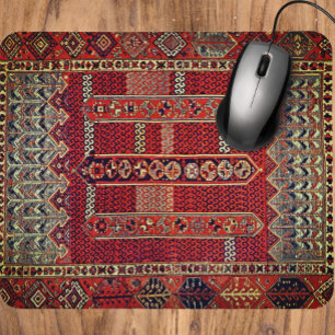 Antique Oriental rug design in oranges Mouse Pad