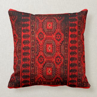 Antique Oriental rug design in red -ethnic  Throw Pillow