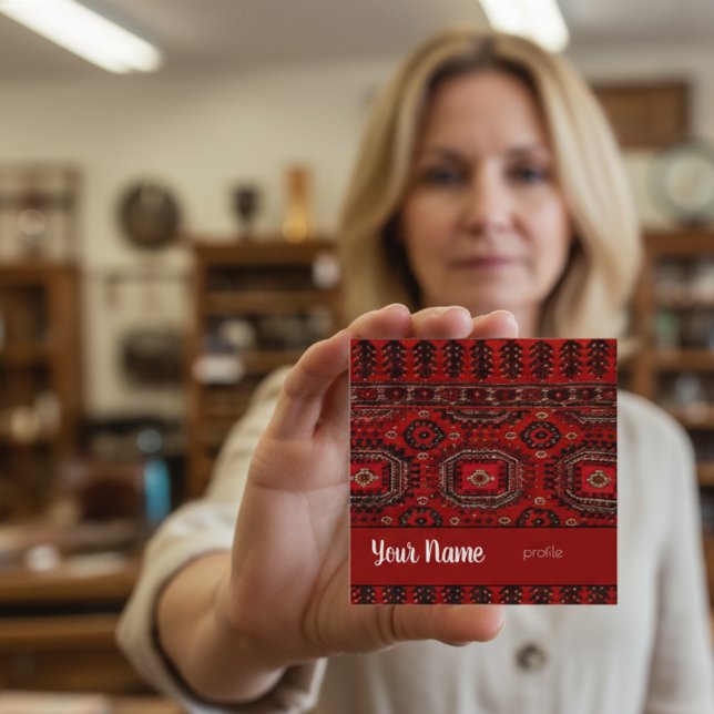  Antique oriental  rug design  Square Business Card (Creator Uploaded)