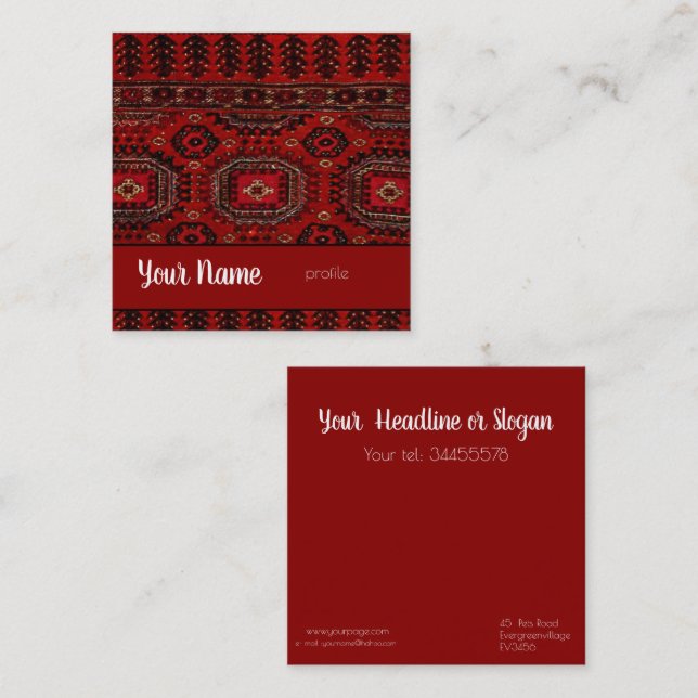  Antique oriental  rug design  Square Business Card (Front/Back)