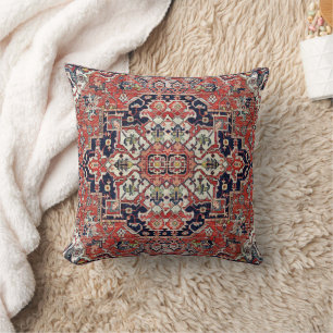 Antique Oriental rug Printed Throw Pillow