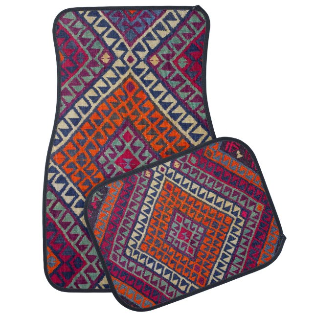 Antique Oriental Rustic Purple Orange Kilim Rug (Set)