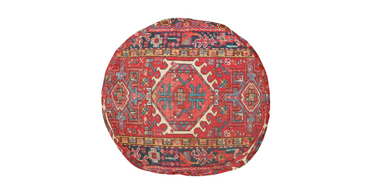 Antique Oriental Turkish or Persian Carpet Print Pouf | Zazzle