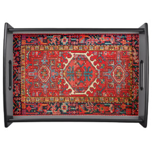 Antique Oriental Turkish or Persian Rug Print Serving Tray