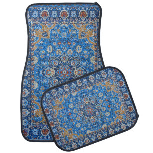 Antique Oriental Turkish Persian Carpet Blue Car Floor Mat