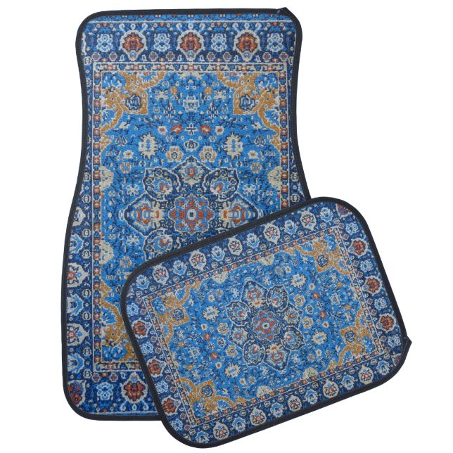 Antique Oriental Turkish Persian Carpet Blue Car Floor Mat (Set)