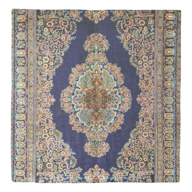 Antique Oriental Turkish Persian Carpet Blue Duvet Cover (Front)