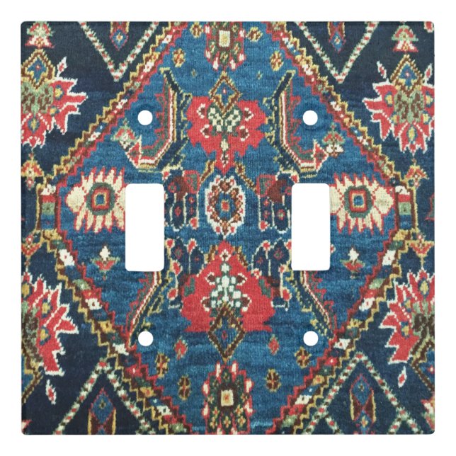 Antique Oriental Turkish Persian Carpet Blue Light Switch Cover (Front)