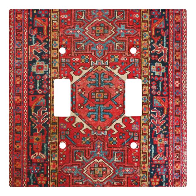 Antique Oriental Turkish Persian Carpet Red Light Switch Cover (Front)