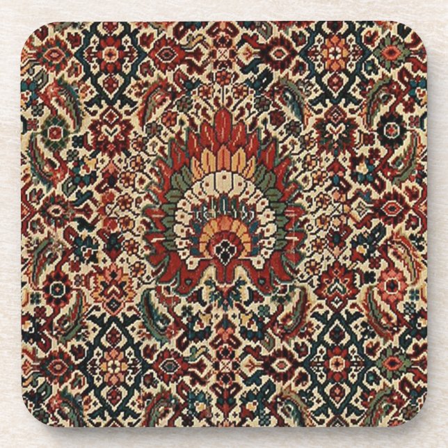 Antique Oriental Turkish Persian Carpet Rug Beverage Coaster (Front)