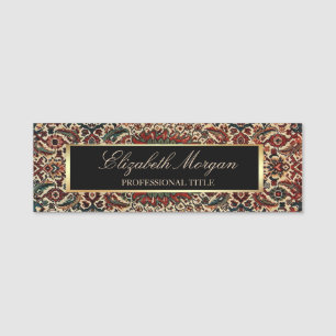 Antique Oriental Turkish Persian Carpet Rug Frame Name Tag