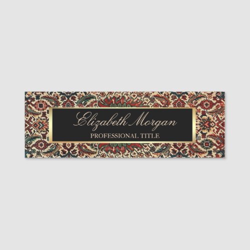 Antique Oriental Turkish Persian Carpet Rug Frame Name Tag