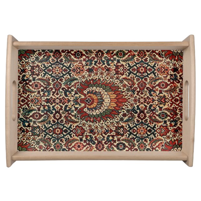 Antique Oriental Turkish Persian Carpet Rug Serving Tray (Front)