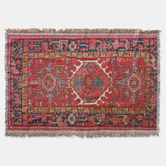 Antique Oriental Turkish Persian Carpet Rug Throw Blanket (Front)