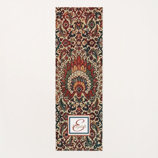Antique Oriental Turkish Persian Carpet Rug Yoga Mat (Front)