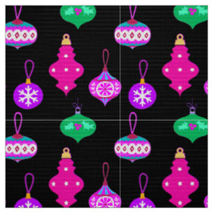 Antique Ornament Pattern in Pink, Teal and Black Fabric