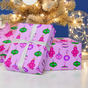Antique Ornament Pattern in Pink, Teal and Orchid Wrapping Paper