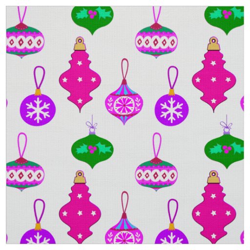 Antique Ornament Pattern in Pink, Violet and Teal Fabric