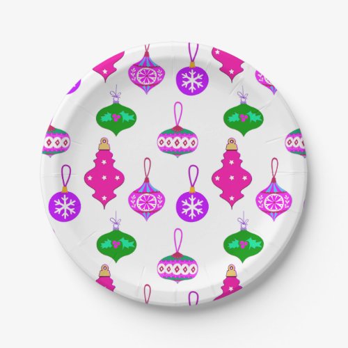 Antique Ornament Pattern in Pink Violet and Teal Paper Plates