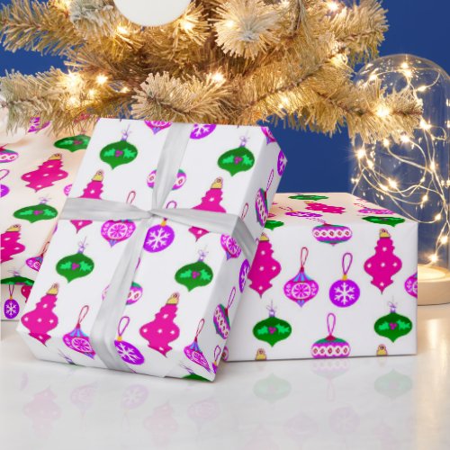 Antique Ornament Pattern in Pink Violet and Teal Wrapping Paper