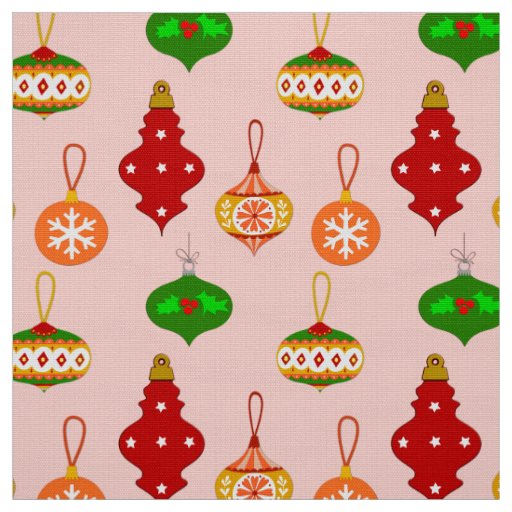 Antique Ornament Pattern in Red, Green and Pink Fabric