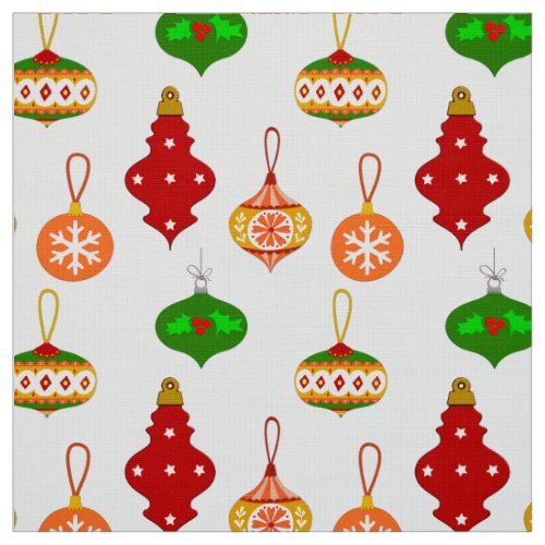 Antique Ornament Pattern in Red Green and White Fabric