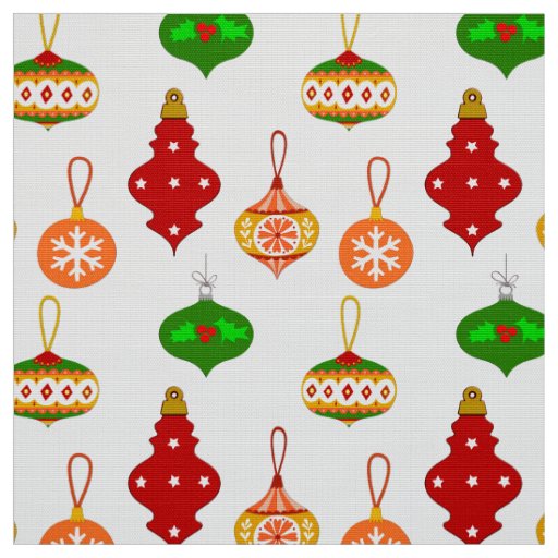 Antique Ornament Pattern in Red, Green and White Fabric
