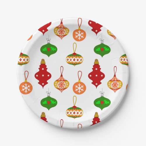 Antique Ornament Pattern in Red Green and White Paper Plates