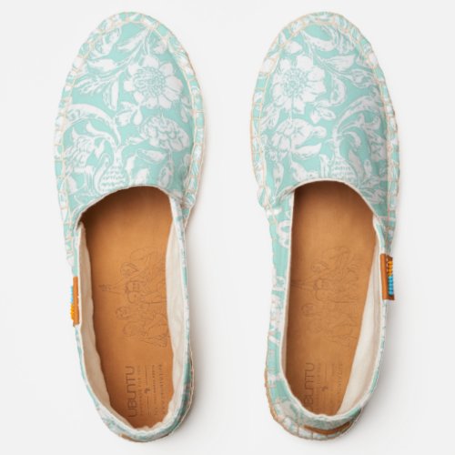 Antique Ornamental Floral white on blue Espadrilles