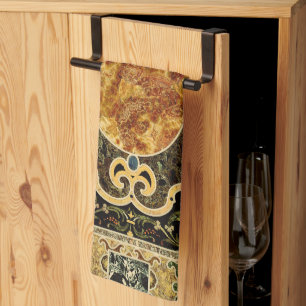 Antique Ornamental Italian Gemstone Pattern Kitchen Towel