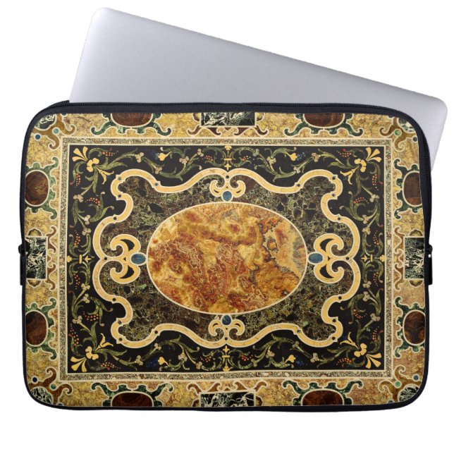 Antique Ornamental Italian Gemstone Pattern Laptop Sleeve (Front)
