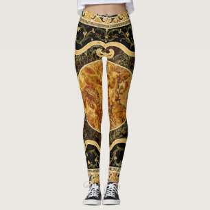 Antique Ornamental Italian Gemstone Pattern Leggings