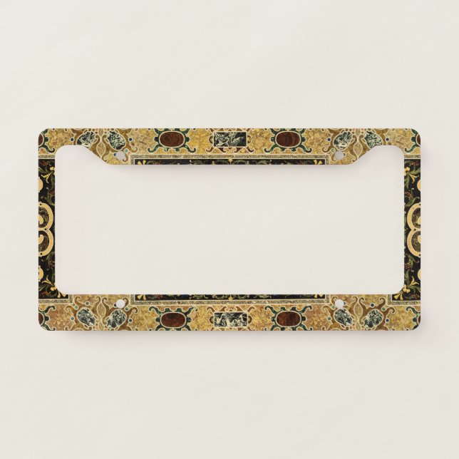 Antique Ornamental Italian Gemstone Pattern License Plate Frame (Front)
