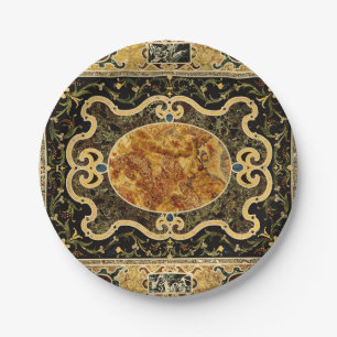 Antique Ornamental Italian Gemstone Pattern Paper Plates