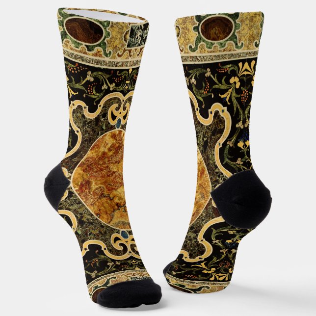Antique Ornamental Italian Gemstone Pattern Socks (Angled)