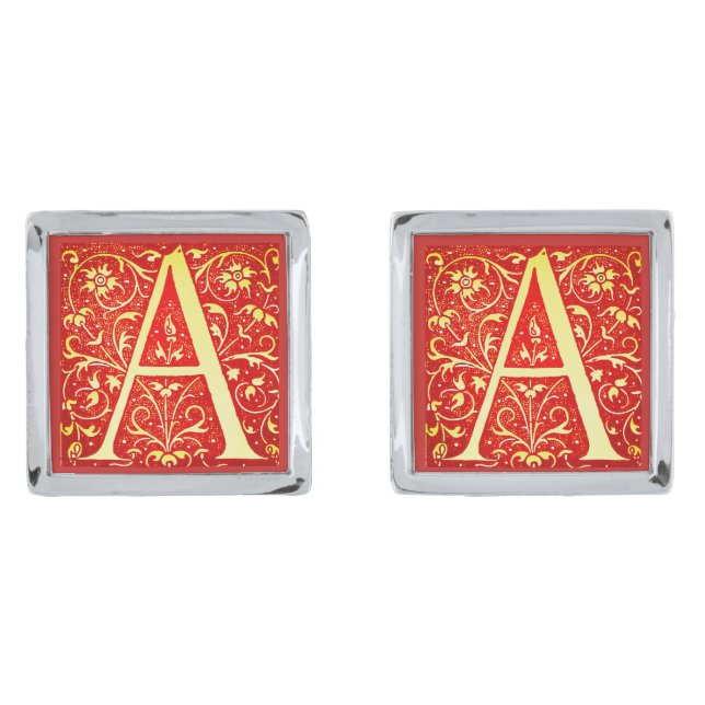 Antique ornamental monogram -  capital A  Cufflinks (Front)