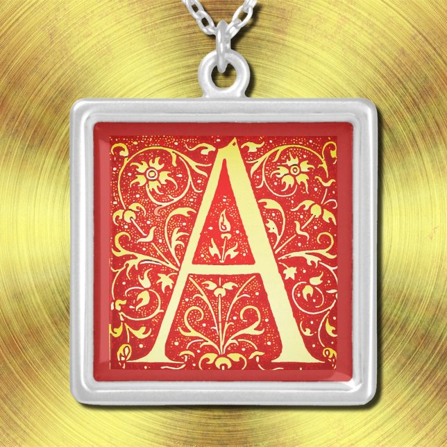 Antique ornamental monogram -  capital A Silver Plated Necklace (Creator Uploaded)