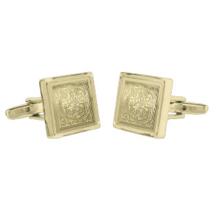 Antique Ornate Engraved Initial G Monogram Gold Cufflinks