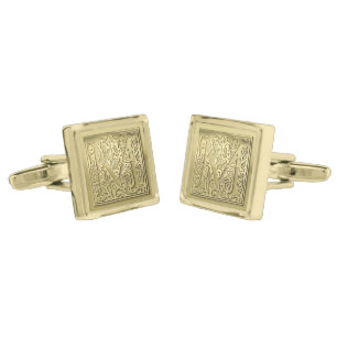 Antique Ornate Engraved Initial M Monogram Gold Cufflinks