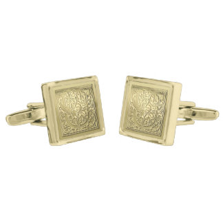 Antique Ornate Engraved Initial U Monogram Gold Cufflinks